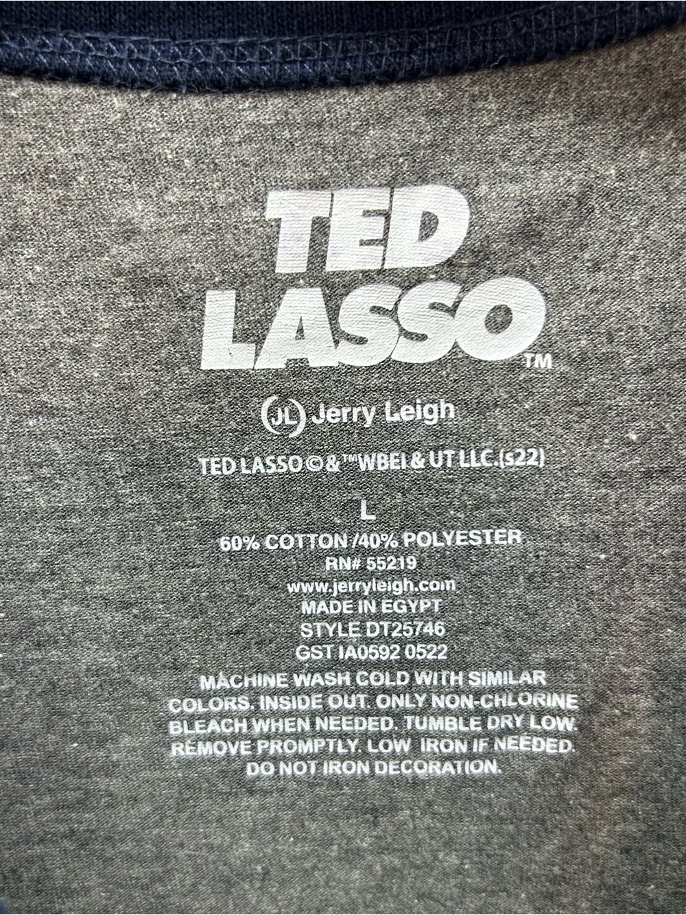 Ted Lasso Shirt Mens L Blue Cotton AFC Richmond Soccer 3/4 Sleeves Jerry Leigh - Picture 7 of 9